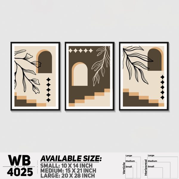 DDecorator Leaf With Abstract Art (Set of 3) Wall Canvas Wall Poster Wall Board - 3 Size Available - WB4025 - DDecorator
