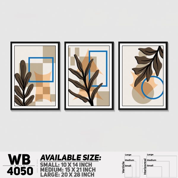 DDecorator Leaf With Abstract Art (Set of 3) Wall Canvas Wall Poster Wall Board - 3 Size Available - WB4050 - DDecorator