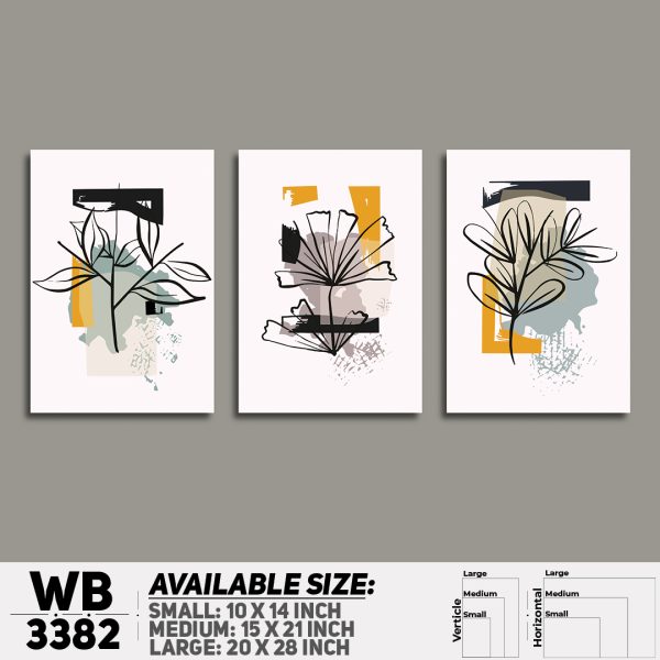DDecorator Flower And Leaf ArtWork (Set of 3) Wall Canvas Wall Poster Wall Board - 3 Size Available - WB3382 - DDecorator