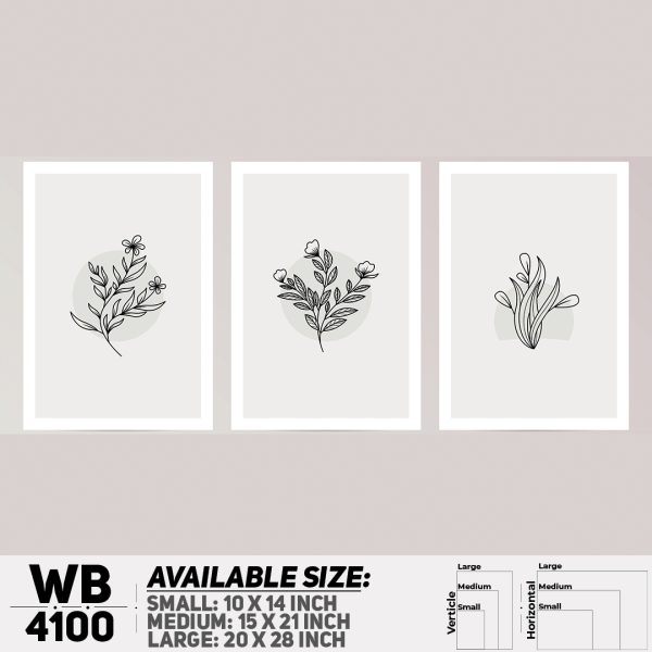 DDecorator Flower & Leaf Abstract Art (Set of 3) Wall Canvas Wall Poster Wall Board - 3 Size Available - WB4100 - DDecorator