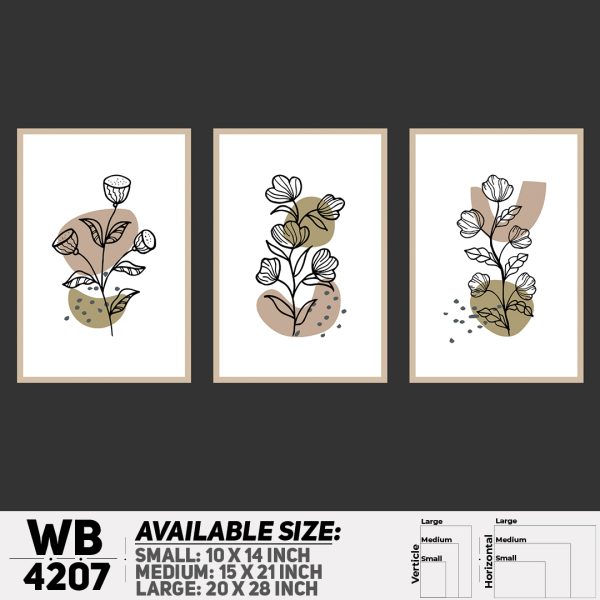 DDecorator Flower & Leaf Line Art (Set of 3) Wall Canvas Wall Poster Wall Board - 3 Size Available - WB4207 - DDecorator