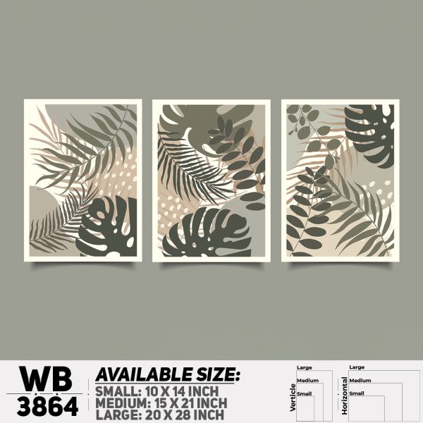 DDecorator Flower And Leaf ArtWork (Set of 3) Wall Canvas Wall Poster Wall Board - 3 Size Available - WB3864 - DDecorator