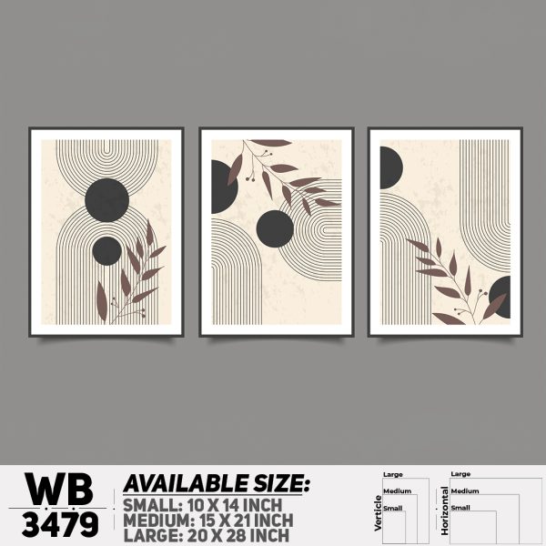DDecorator Abstract & Leaf ArtWork (Set of 3) Wall Canvas Wall Poster Wall Board - 3 Size Available - WB3479 - DDecorator