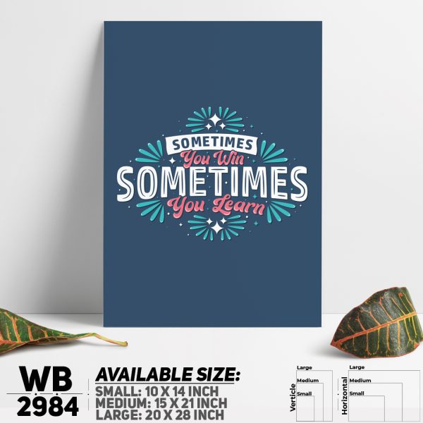 DDecorator Sometimes You Win Or Learn - Motivational Wall Canvas Wall Poster Wall Board - 3 Size Available - WB2984 - DDecorator