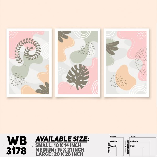 DDecorator Modern Leaf ArtWork (Set of 3) Wall Canvas Wall Poster Wall Board - 3 Size Available - WB3178 - DDecorator