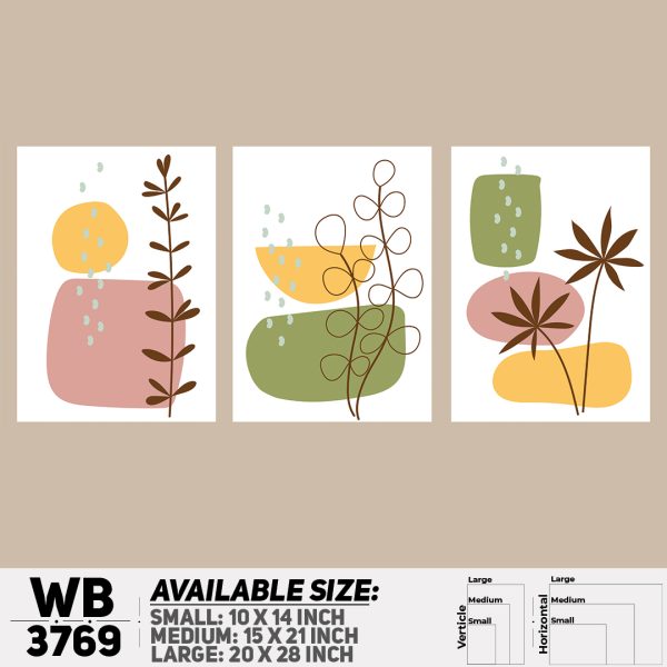 DDecorator Flower And Leaf ArtWork (Set of 3) Wall Canvas Wall Poster Wall Board - 3 Size Available - WB3769 - DDecorator