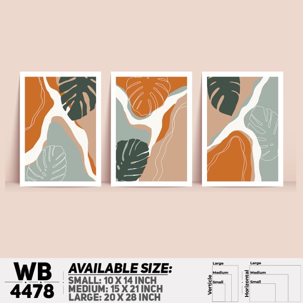 DDecorator Leaf With Abstract Art (Set of 3) Wall Canvas Wall Poster Wall Board - 3 Size Available - WB4478 - DDecorator