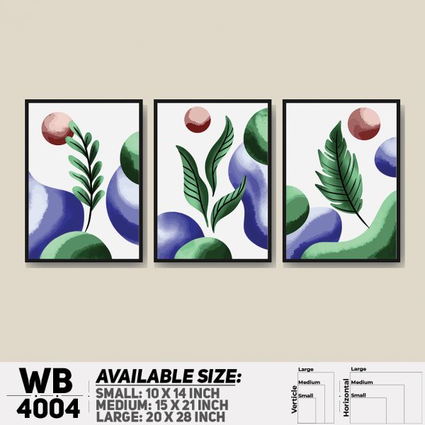 DDecorator Leaf With Abstract Art (Set of 3) Wall Canvas Wall Poster Wall Board - 3 Size Available - WB4004 - DDecorator