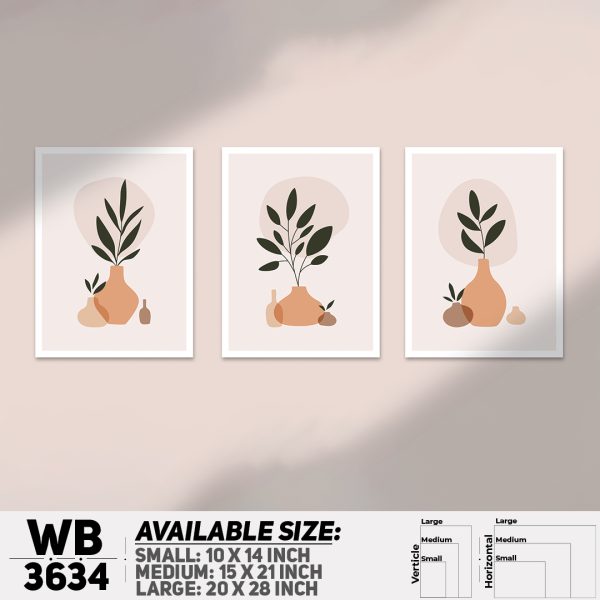 DDecorator Flower And Leaf ArtWork (Set of 3) Wall Canvas Wall Poster Wall Board - 3 Size Available - WB3634 - DDecorator