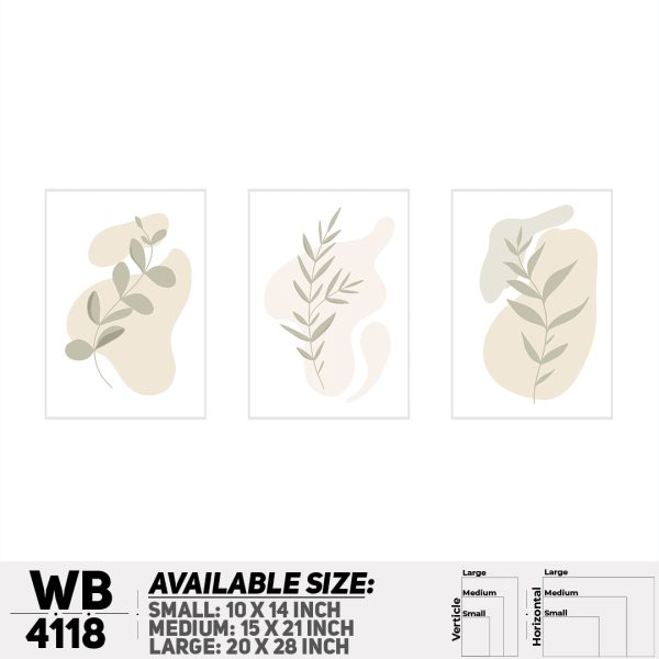 DDecorator Leaf With Abstract Art (Set of 3) Wall Canvas Wall Poster Wall Board - 3 Size Available - WB4118 - DDecorator