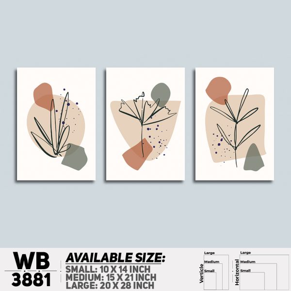 DDecorator Flower And Leaf ArtWork (Set of 3) Wall Canvas Wall Poster Wall Board - 3 Size Available - WB3881 - DDecorator
