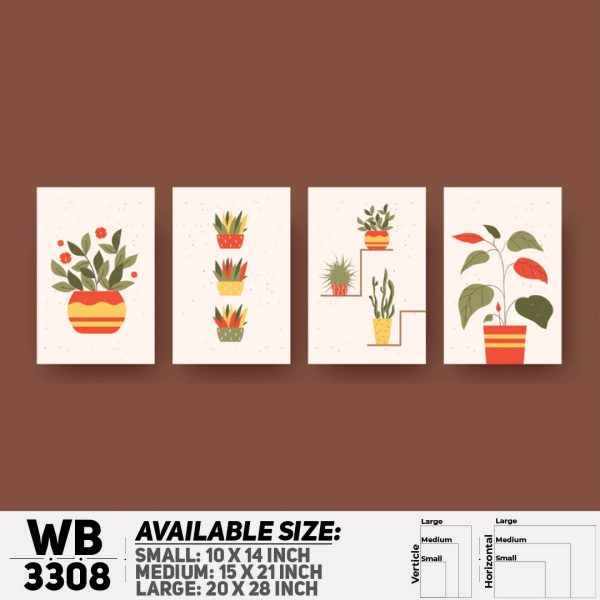 DDecorator Modern Flower ArtWork (Set of 4) Wall Canvas Wall Poster Wall Board - 3 Size Available - WB3308 - DDecorator