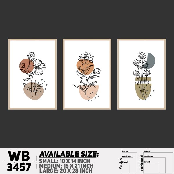 DDecorator Flower And Leaf ArtWork (Set of 3) Wall Canvas Wall Poster Wall Board - 3 Size Available - WB3457 - DDecorator