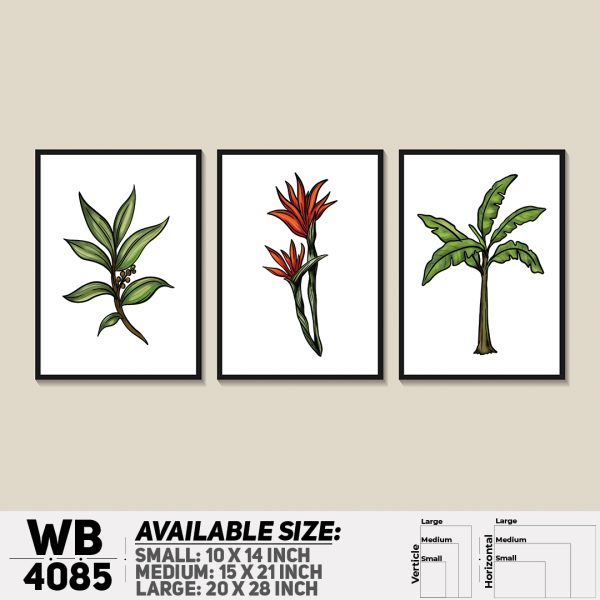 DDecorator Flower & Leaf Abstract Art (Set of 3) Wall Canvas Wall Poster Wall Board - 3 Size Available - WB4085 - DDecorator