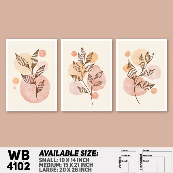 DDecorator Leaf With Abstract Art (Set of 3) Wall Canvas Wall Poster Wall Board - 3 Size Available - WB4102 - DDecorator