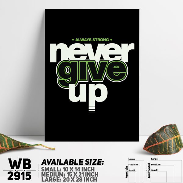 DDecorator Never Give Up - Motivational Wall Canvas Wall Poster Wall Board - 3 Size Available - WB2915 - DDecorator
