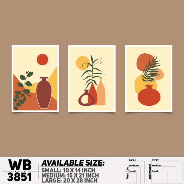 DDecorator Flower And Leaf ArtWork (Set of 3) Wall Canvas Wall Poster Wall Board - 3 Size Available - WB3851 - DDecorator