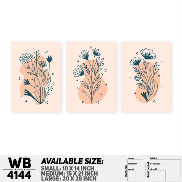 DDecorator Flower & Leaf Abstract Art (Set of 3) Wall Canvas Wall Poster Wall Board - 3 Size Available - WB4144 - DDecorator