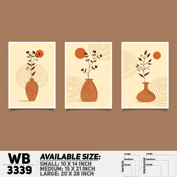 DDecorator Flower And Leaf ArtWork (Set of 3) Wall Canvas Wall Poster Wall Board - 3 Size Available - WB3339 - DDecorator