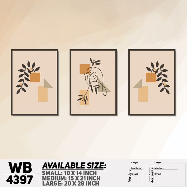 DDecorator Line Art Flowe & Leaf (Set of 3) Wall Canvas Wall Poster Wall Board - 3 Size Available - WB4397 - DDecorator