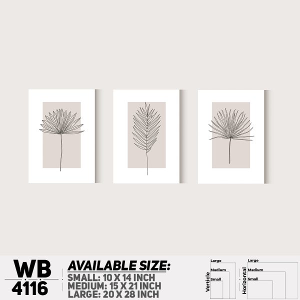 DDecorator Flower & Leaf Abstract Art (Set of 3) Wall Canvas Wall Poster Wall Board - 3 Size Available - WB4116 - DDecorator