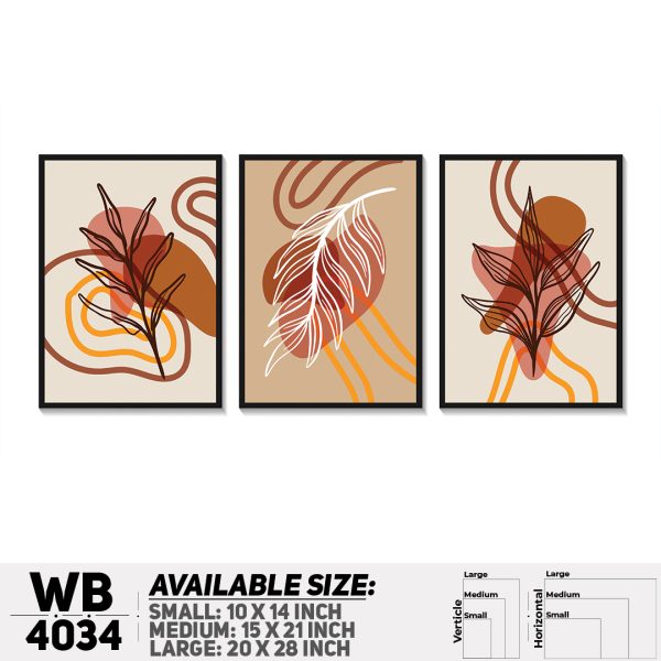 DDecorator Leaf With Abstract Art (Set of 3) Wall Canvas Wall Poster Wall Board - 3 Size Available - WB4034 - DDecorator