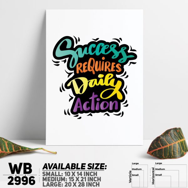 DDecorator Success Requires Daily Action - Motivational Wall Canvas Wall Poster Wall Board - 3 Size Available - WB2996 - DDecorator