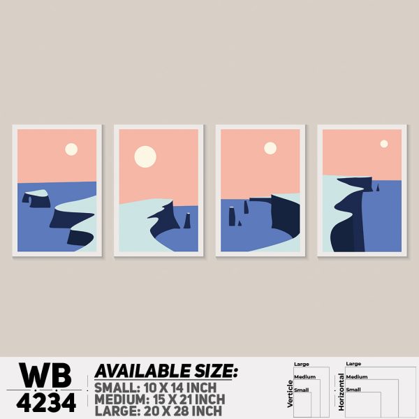 DDecorator Landscape & Horizon Design (Set of 4) Wall Canvas Wall Poster Wall Board - 3 Size Available - WB4234 - DDecorator