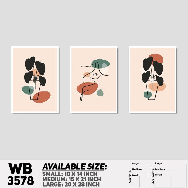 DDecorator Flower And Leaf ArtWork (Set of 3) Wall Canvas Wall Poster Wall Board - 3 Size Available - WB3578 - DDecorator