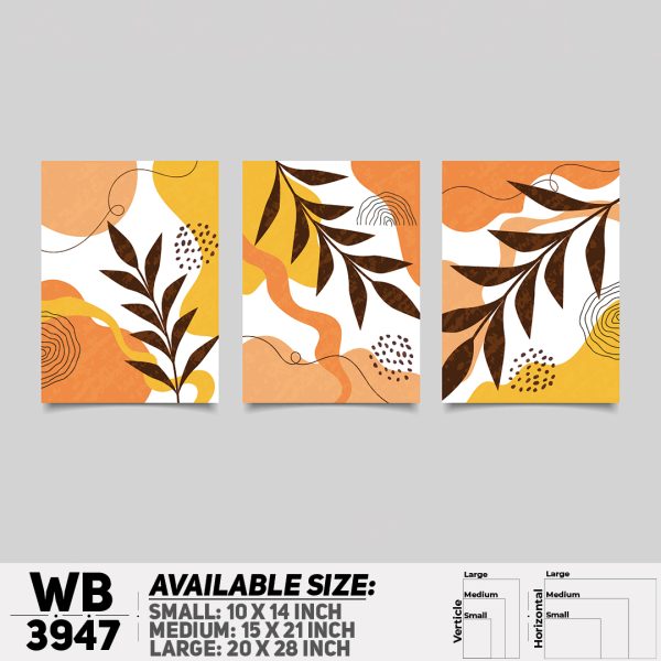 DDecorator Flower And Leaf ArtWork (Set of 3) Wall Canvas Wall Poster Wall Board - 3 Size Available - WB3947 - DDecorator