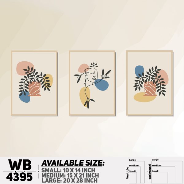 DDecorator Line Art Flowe & Leaf (Set of 3) Wall Canvas Wall Poster Wall Board - 3 Size Available - WB4395 - DDecorator