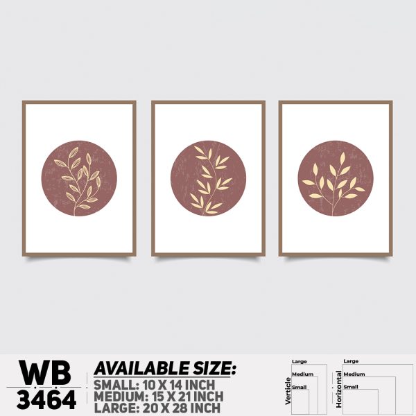 DDecorator Flower And Leaf ArtWork (Set of 3) Wall Canvas Wall Poster Wall Board - 3 Size Available - WB3464 - DDecorator