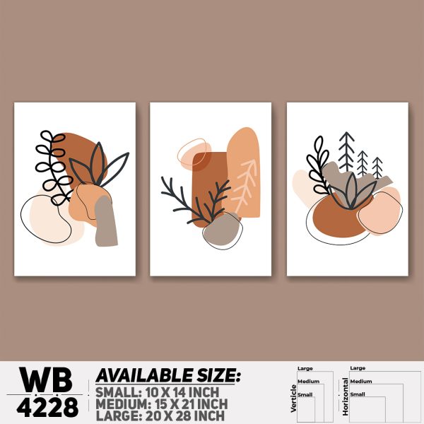 DDecorator Flower & Leaf Abstract Art (Set of 3) Wall Canvas Wall Poster Wall Board - 3 Size Available - WB4228 - DDecorator
