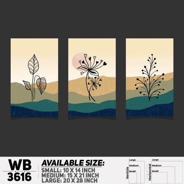 DDecorator Flower And Leaf ArtWork (Set of 3) Wall Canvas Wall Poster Wall Board - 3 Size Available - WB3616 - DDecorator