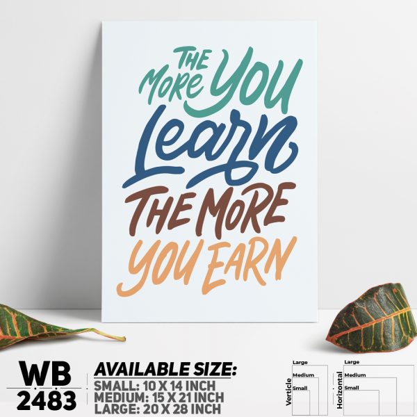 DDecorator More Learn & More Earn - Motivational Wall Canvas Wall Poster Wall Board - 3 Size Available - WB2483 - DDecorator