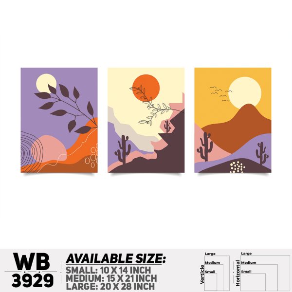 DDecorator Landscape Horizon Art (Set of 3) Wall Canvas Wall Poster Wall Board - 3 Size Available - WB3929 - DDecorator