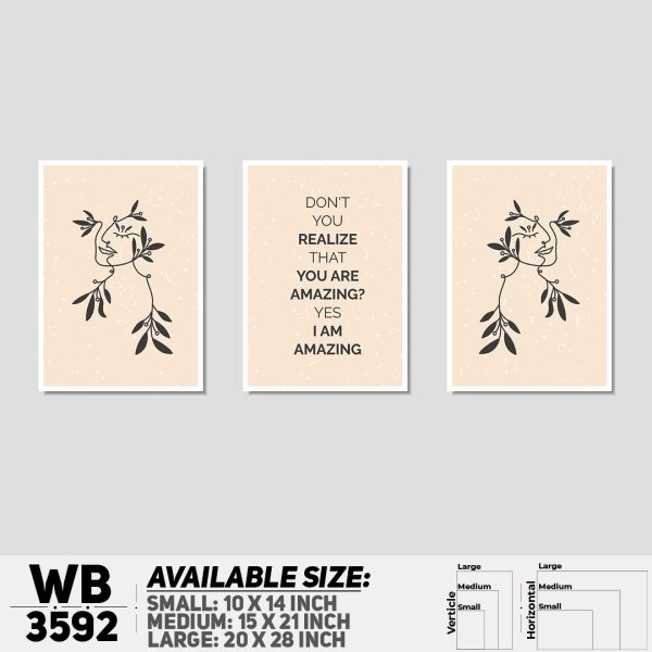 DDecorator Motivational & Line Art (Set of 3) Wall Canvas Wall Poster Wall Board - 3 Size Available - WB3592 - DDecorator