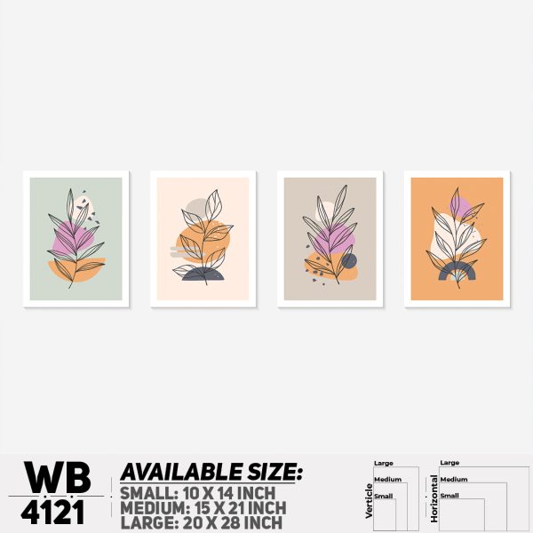 DDecorator Flower & Leaf With Vase (Set of 4) Wall Canvas Wall Poster Wall Board - 3 Size Available - WB4121 - DDecorator