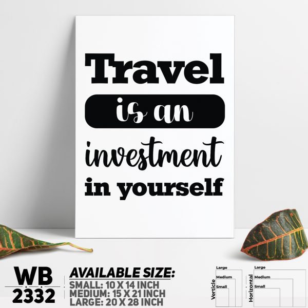 DDecorator Travel Is An Investment - Motivational Wall Canvas Wall Poster Wall Board - 3 Size Available - WB2332 - DDecorator