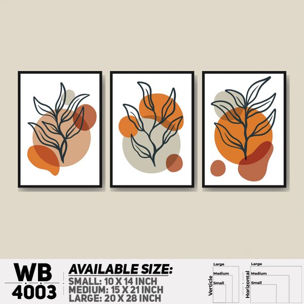 DDecorator Leaf With Abstract Art (Set of 3) Wall Canvas Wall Poster Wall Board - 3 Size Available - WB4003 - DDecorator