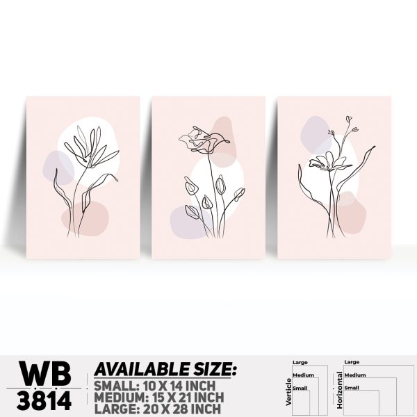 DDecorator Flower And Leaf ArtWork (Set of 3) Wall Canvas Wall Poster Wall Board - 3 Size Available - WB3814 - DDecorator