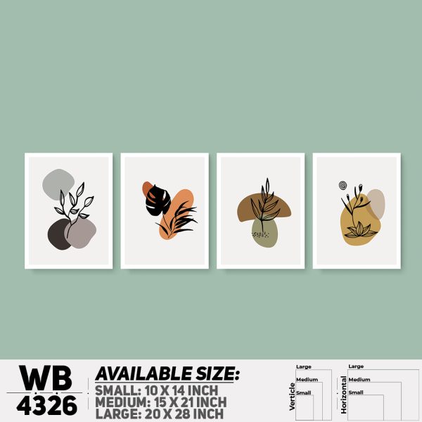 DDecorator Flower & Leaf Abstract Art (Set of 4) Wall Canvas Wall Poster Wall Board - 3 Size Available - WB4326 - DDecorator