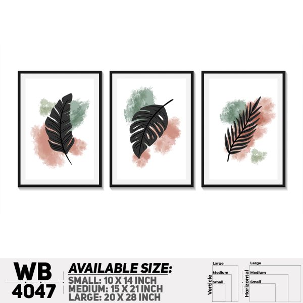 DDecorator Leaf & Water Paint With Abstract Art (Set of 3) Wall Canvas Wall Poster Wall Board - 3 Size Available - WB4047 - DDecorator