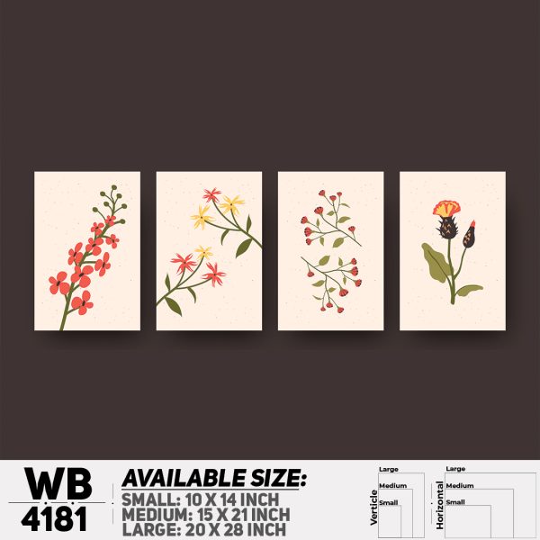 DDecorator Flower & Leaf (Set of 4) Wall Canvas Wall Poster Wall Board - 3 Size Available - WB4181 - DDecorator