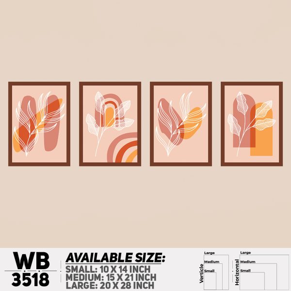 DDecorator Flower And Leaf ArtWork (Set of 4) Wall Canvas Wall Poster Wall Board - 3 Size Available - WB3518 - DDecorator