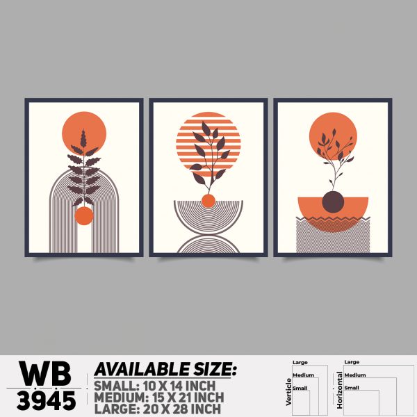 DDecorator Flower And Leaf ArtWork (Set of 3) Wall Canvas Wall Poster Wall Board - 3 Size Available - WB3945 - DDecorator