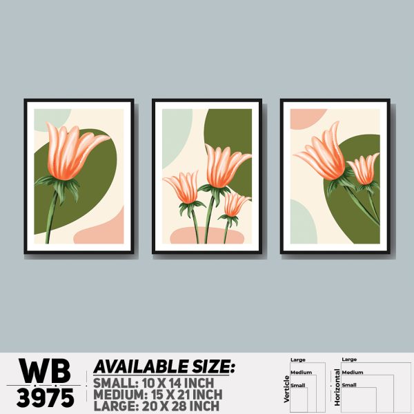 DDecorator Flower Desing Abstract Art (Set of 3) Wall Canvas Wall Poster Wall Board - 3 Size Available - WB3975 - DDecorator