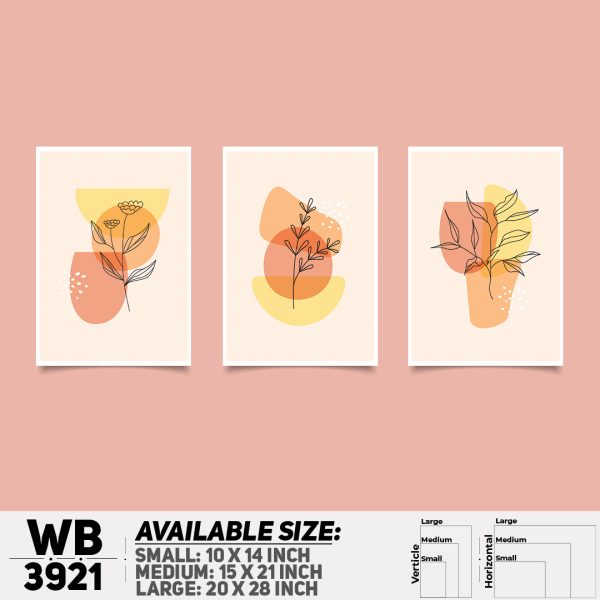 DDecorator Flower And Leaf ArtWork (Set of 3) Wall Canvas Wall Poster Wall Board - 3 Size Available - WB3921 - DDecorator