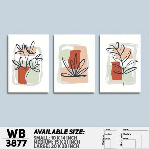 DDecorator Flower And Leaf ArtWork (Set of 3) Wall Canvas Wall Poster Wall Board - 3 Size Available - WB3877 - DDecorator