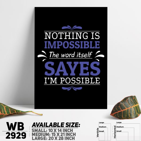 DDecorator Nothing Is Impossible - Motivational Wall Canvas Wall Poster Wall Board - 3 Size Available - WB2929 - DDecorator